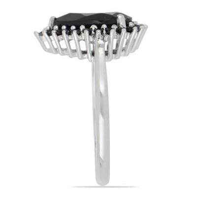 BUY 925 SILVER NATURAL BLACK ONYX GEMSTONE HALO RING